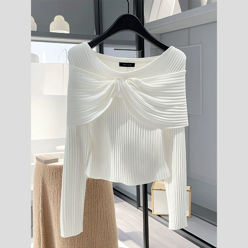 Осенний новый уникальный и шикарный супер красивый маленький ароматный ветер белый топ высокого уровня темперамент красивый длинный рукав маленькая рубашка летом