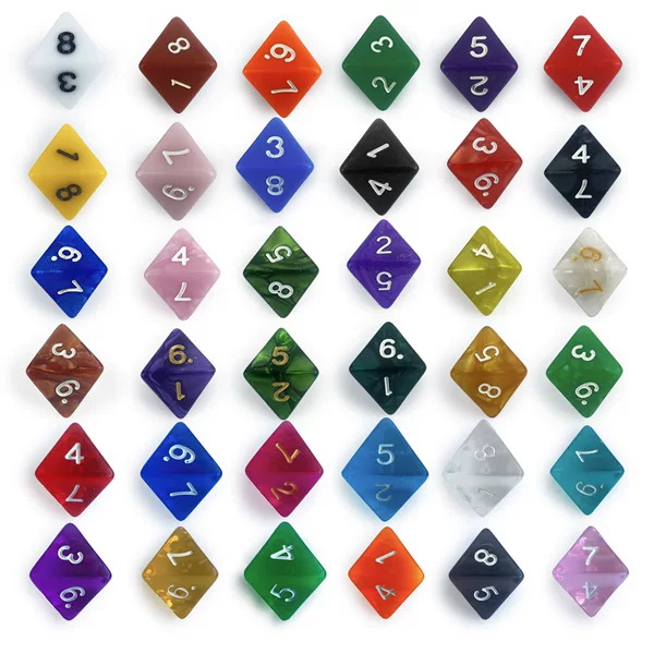 Wholesale acrylic color dice running group game Entertainment table game 8 face DND and COC game dice dice