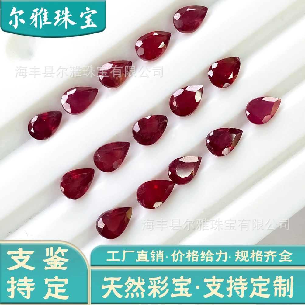Новый обожженный рубиновый кабошон в форме капли воды, натуральный красный драгоценный камень, золото K, инкрустация камнями своими руками, интерфейс напрямую от производителя