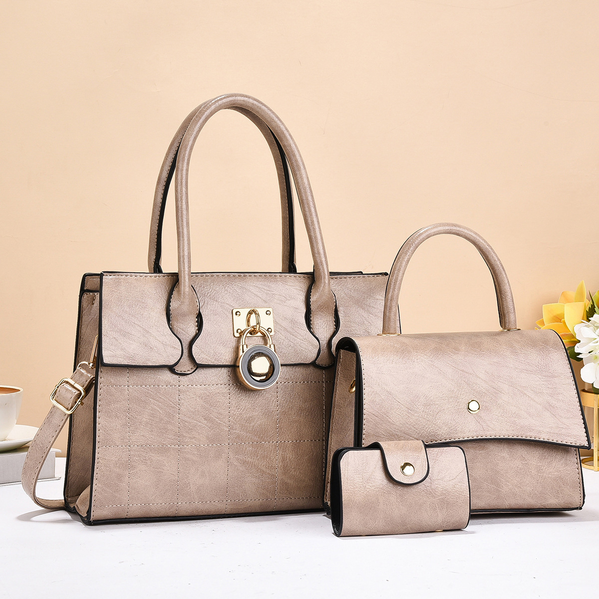 Bolso de mujer ocio estilo transfronterizo retro bolso de niños 2025 primavera nueva combinación de bolsos de tres piezas de bolso de gran capacidad