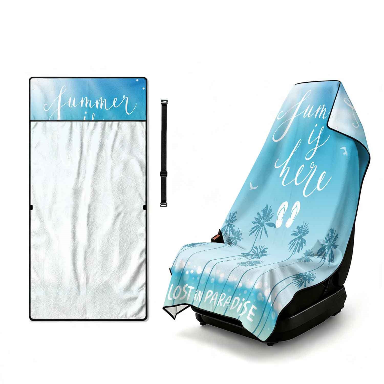 Summer bath towel and car seat cover 2-in-1, ultra-fine fiber outdoor beach and car dual-use universal seat cushion