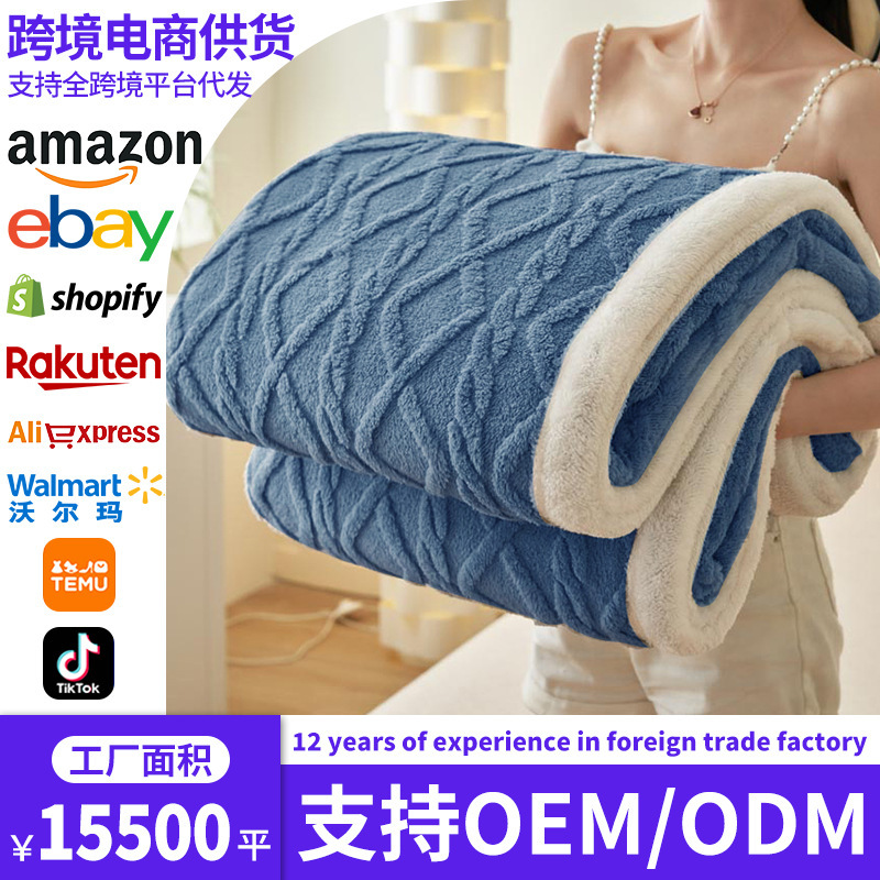 TEMU explosión de manta de lana de coral doble capa gruesa manta de lana de cordero manta de siesta manta de sofá manta