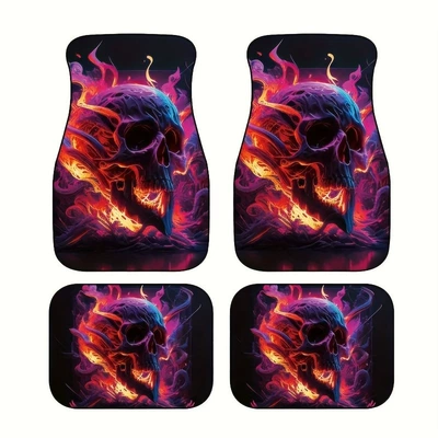Avtomobil döşəmə paspasları — stain-resistant floor mat rose skull - rz-skull-7-33-44cm-two-pieces
