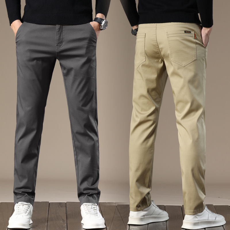 Summer thin cotton fitted men's trousers