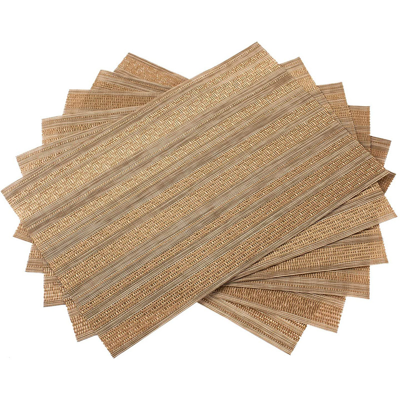 Nuevo mantel de PVC tejido a rayas fácil de cuidar estera de aislamiento de dos colores antideslizante