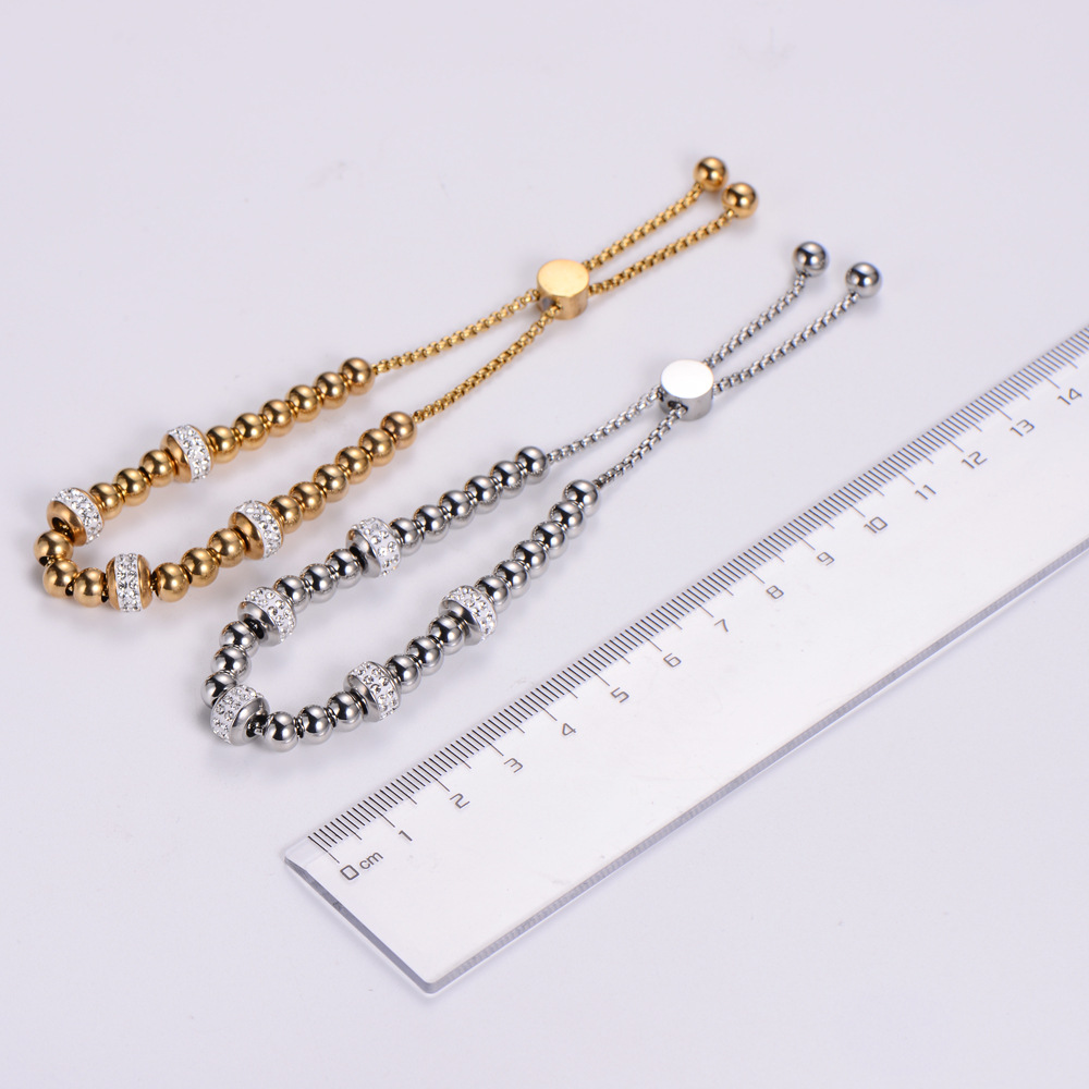 fashion diamond stainless steel beaded stitchin bracelet