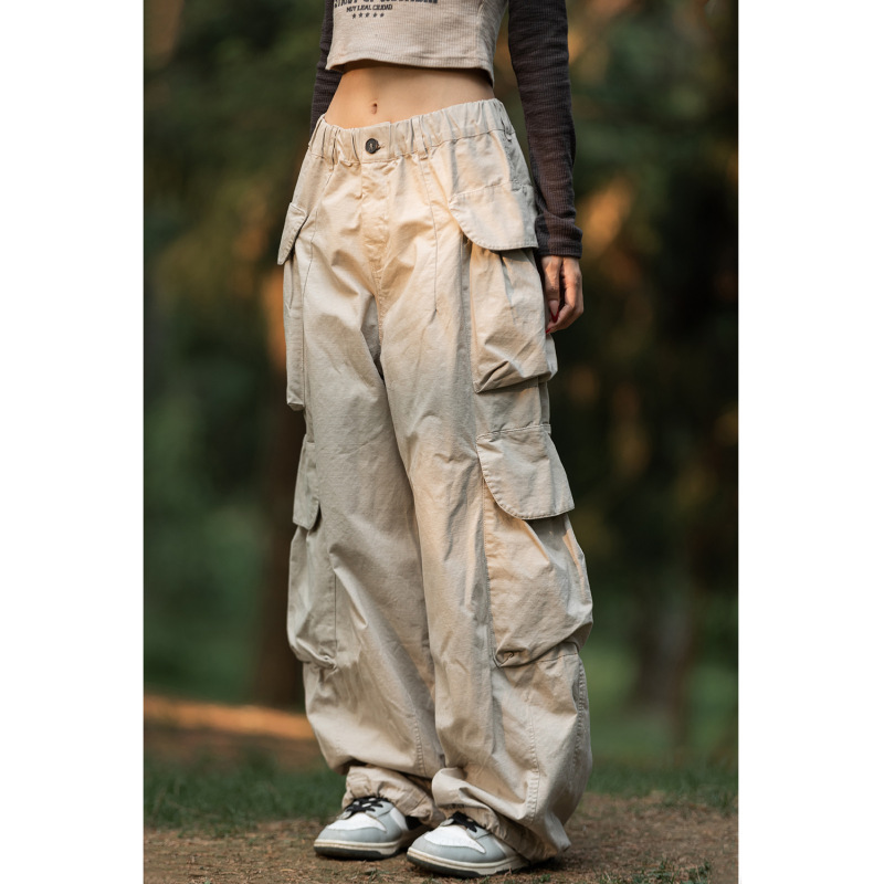 Japanese Retro Spring and Autumn Straight Loose Slimming Cargo Pants for Women 2025 New Versatile Simple Casual Pants for Men