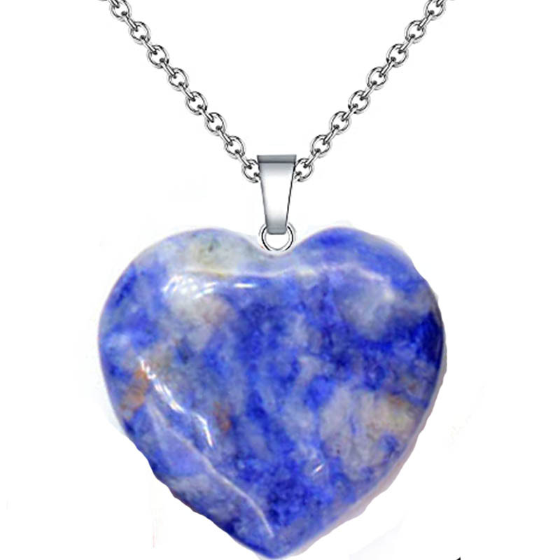 Holiday, Daily Occasion natural stone, Crystal, Iron Material Casual Simple Style Heart Shape Natural Stone Crystal Iron Wholesale Pendant Necklace
