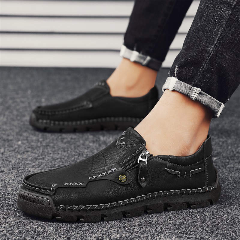 Spring And Autumn New Loafers Cross-Border Large Size Casual Slip-On Leather Men's Outdoor Hand-Sewn Driving Shoes_vogvips.com
