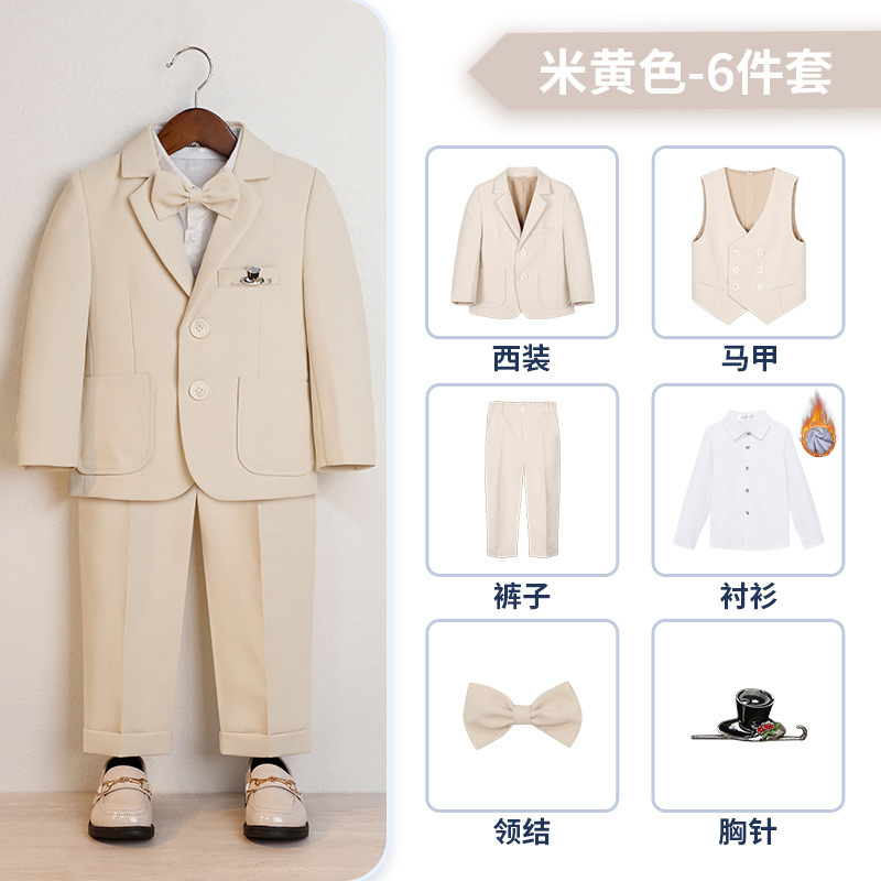 Vestido DE LOS NIÑOS guapo chico británico Caballero estilo traje de los niños pequeño traje de piano host traje de rendimiento