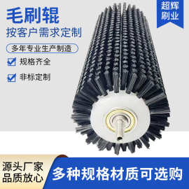 厂家定工业毛刷辊硬毛圆柱滚筒清洗除尘尼龙滚刷工业毛刷轮毛刷辊