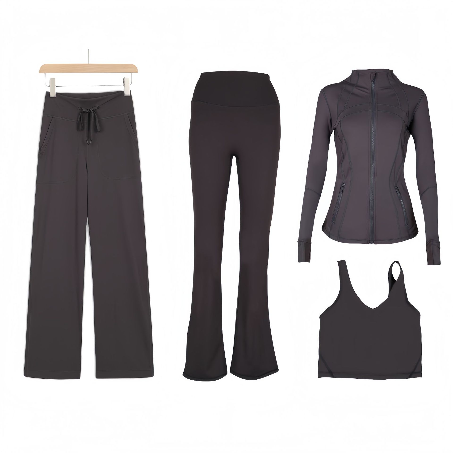 Women's Slim Fit Active Four Piece Set With Jacket And Leggings_voghion.com