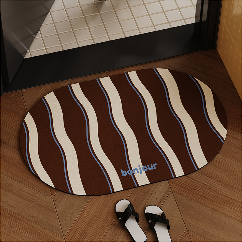 American Retro Chocolate Color Bathroom Floor Mat Soft Diatom Mud Water-Absorbent Quick-Drying Bathroom Sink Non-Slip Foot Mat