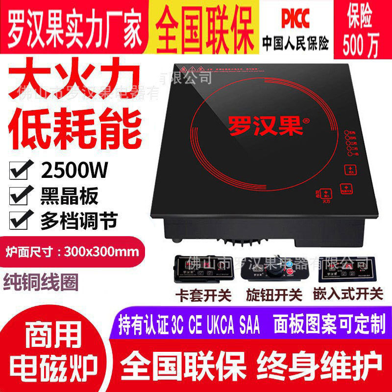 상업용 2500W 인덕션 쿠커, 전기레인지, 고출력, 유선 제어, 내장형, 사각형, 케이터링용, 110v급, 다기능