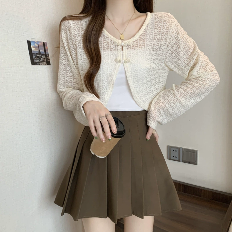 Лет cardigan, тонкая солнцезащитная одежда, с коротким рукавом, накидка, куртка