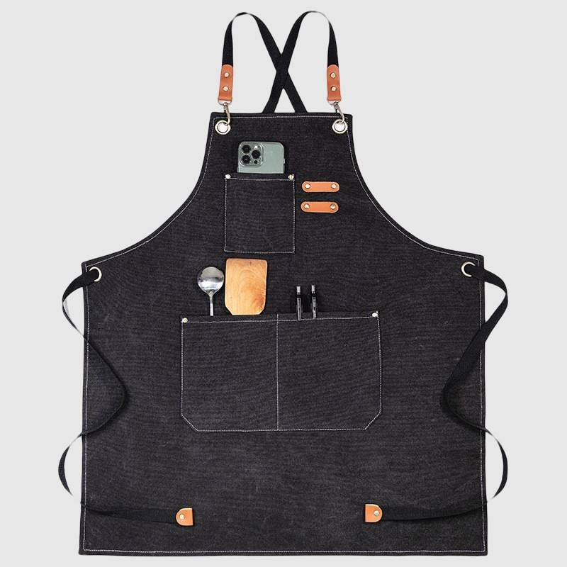 Comercio exterior engrosado lona denim delantal casero barista cocina restaurante barbero delantal de trabajo logotipo al por mayor