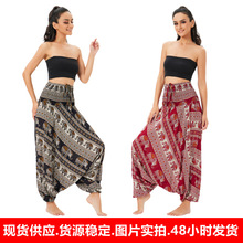 A015亚马逊欧美休闲瑜伽裤瑜伽服波西米亚大裆裤连体裤民族