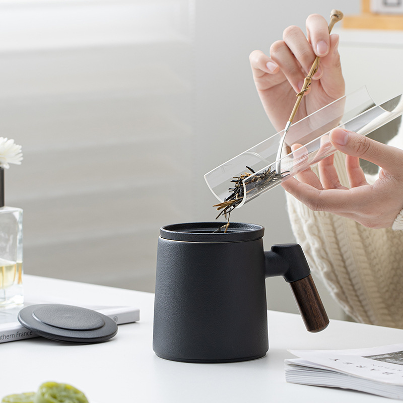 セラミック茶水分離ティーカップ、シンプルな家庭用ウォーターカップ、マグカップ、ビジネスギフトカップ、ロゴ入りお土産|undefined