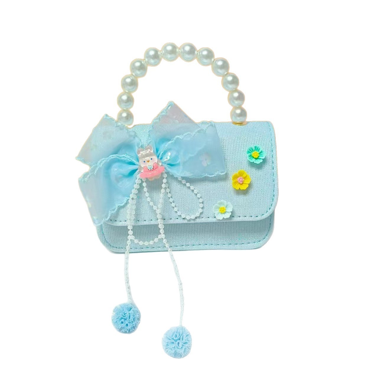 Bolso de perla de arco princesa hombro de hombro bolso de cambio accesorios para niñas pequeñas bolsas de cadena de viento para niños
