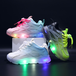 Middle and large children's sports shoes 2023 summer new mesh shoes breathable bright mesh children's dad shoes boys shoes summer style