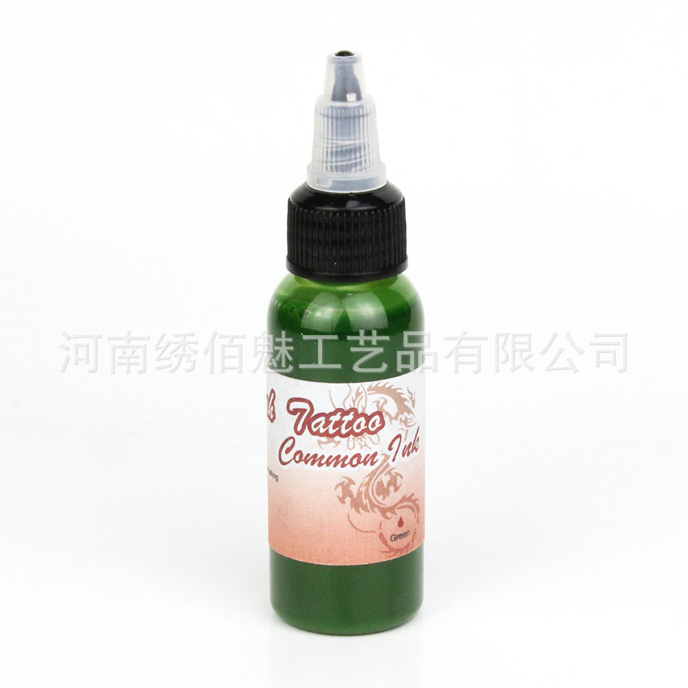 Verde grande del pigmento del tatuaje de la botella_1