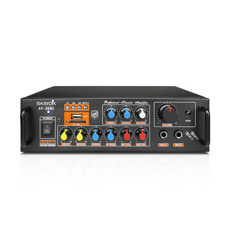 Amplificador de karaoke profesional directo de fábrica, amplificador AV de música Bluetooth para el hogar, graves pesados