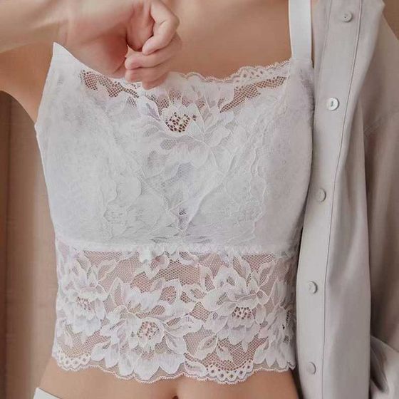 Tube Top Anti-Run-off Full Cup Underwear Large Chest Small Thin Cup No Steel Ring Anti-sagging Beautiful Back Lace plus size Bra