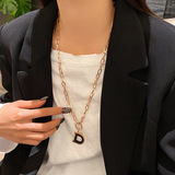 Длинная цепь с буквами, свитер, ожерелье, небольшая дизайнерская демисезонная высококлассная цепочка до ключиц, буква D, простой и элегантный дизайн