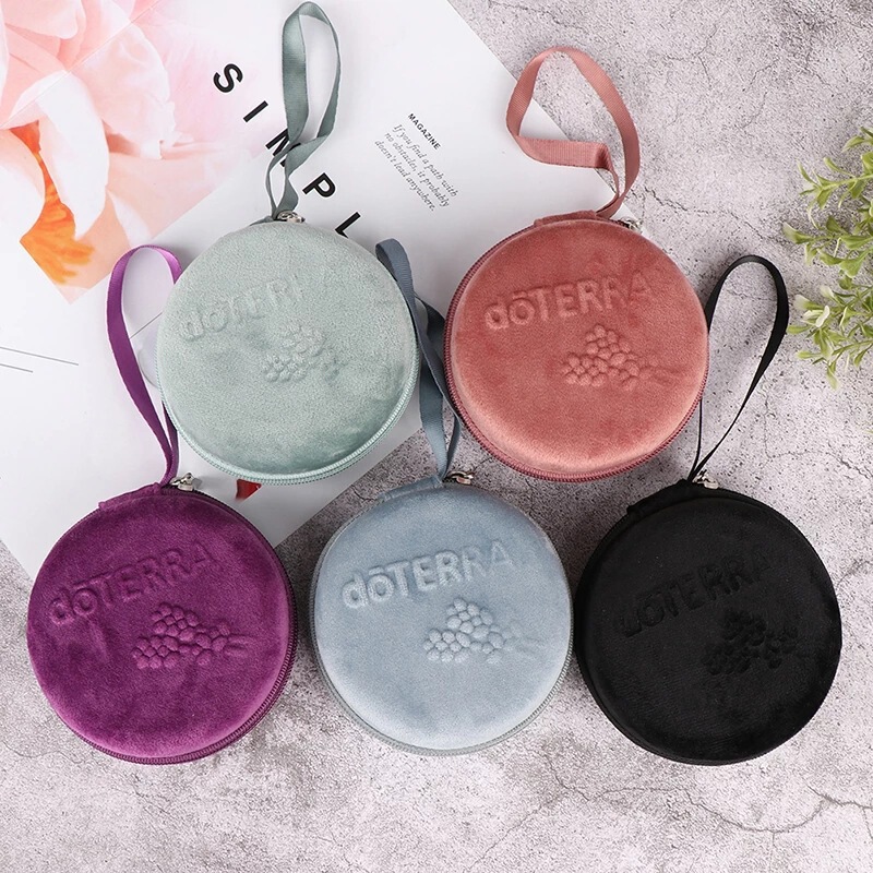 EVA Essential Oil Bag Velvet Zipper Round 12 2-3ML Hot Embossed Essential Oil Storage Bag