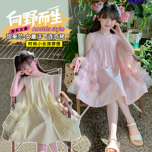 女童连衣裙夏季新款洋气网纱裙子夏装女孩中大童裙子儿童公主裙潮