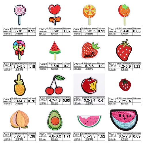 Manufacturer supplies embroidered fruit children's clothing accessories accessories handmade DIY strawberry lollipop cloth patch set