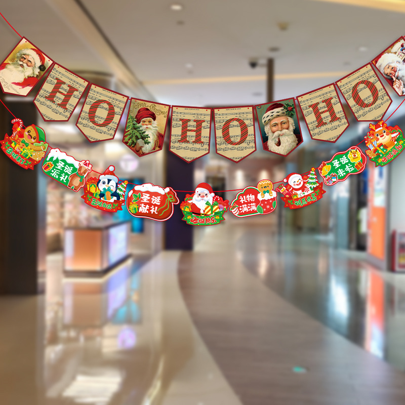 Festive Christmas Banner Garland – Colorful Holiday Pennant Flags For Classroom, School Hallway, Mall & Jewelry Store Decor (6 Vibrant Designs)_voghion.com
