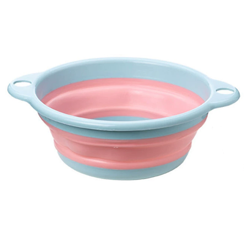 Foldable silicone washbasin, handheld laundry bowl, thickened large, round, hanging hole