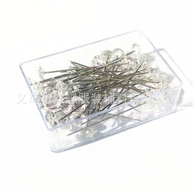 Precio de fábrica al por mayor colorido diamante aguja acrílico posicionamiento aguja bufanda de seda pin alta imitación de cristal sofá aguja fija