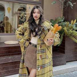 呢子大衣格子2025毛呢外套冬季秋冬新款气质宽松加厚有吊牌