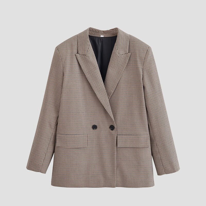 Cross-Border Women's Clothing 2025 Autumn New European and American Style Fashion Versatile Retro Old Money Style Houndstooth Blazer for Women Cross-Border Women's Clothing 2025 Autumn New European and American Style Fashion Versatile Retro Old Money Style Houndstooth Blazer for Women