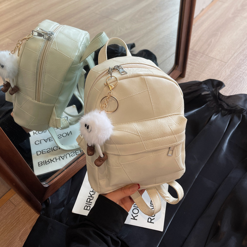 Hot Girl silver Backpack Women's 2024 New Fashion South Korea Mini Small Backpack All-match Portable Travel Bag