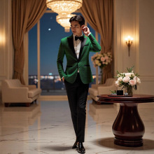 2025外贸新款男士休闲亮丝西装外套演出服 司仪主持人西服晚礼服