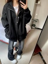 黑色冲锋衣外套女春秋款2025小众宽松休闲百搭学生美式夹克上衣潮