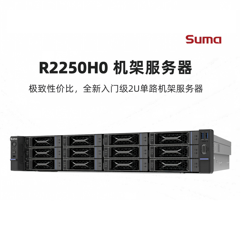 Suma R2250H0, a 2U rack-mountable server manufactured in China Suma R2250H0, a 2U rack-mountable server manufactured in China