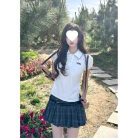 夏季简约学院风复古格纹低腰百褶短裙半身裙女春夏新款字裙子