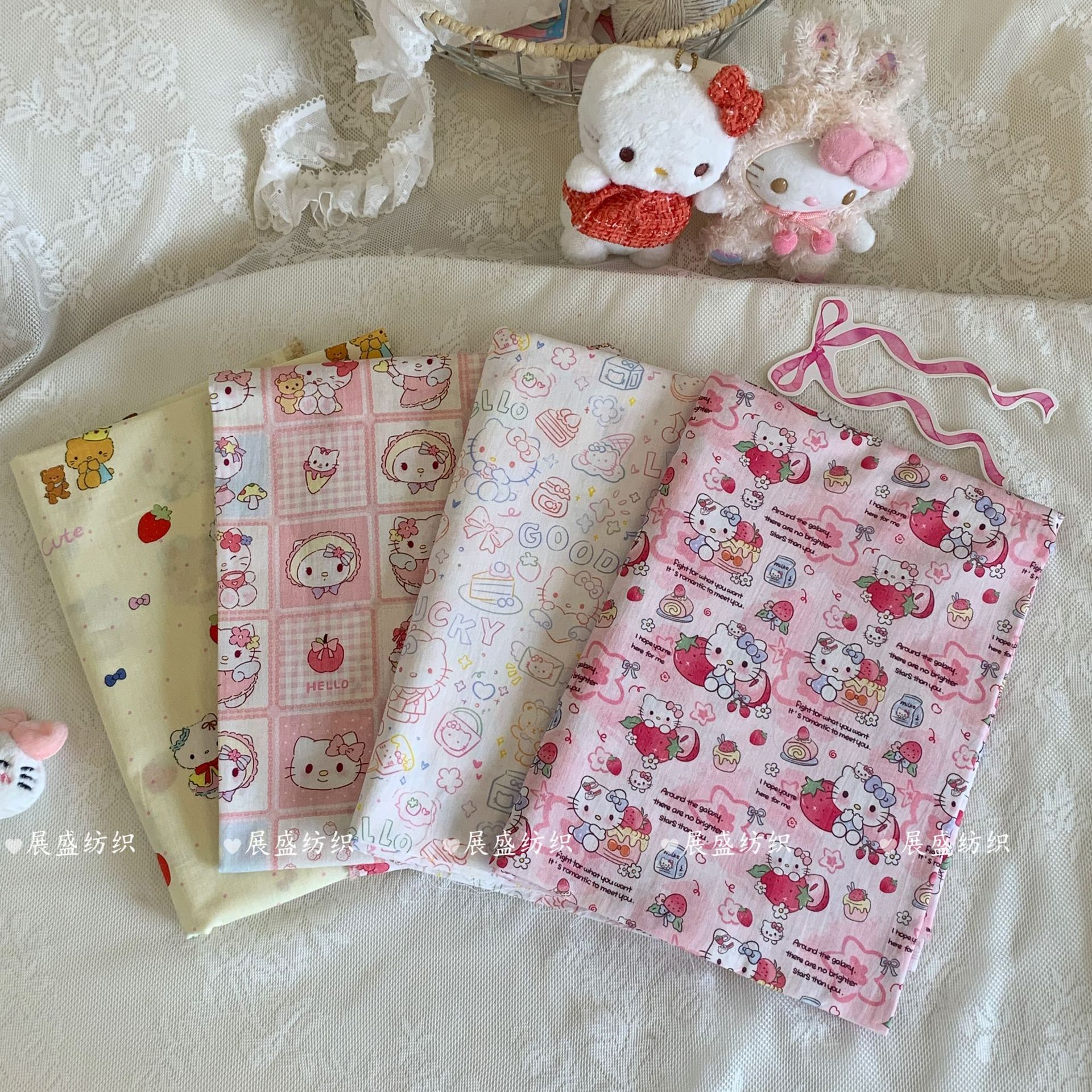 면 인쇄 직물 도매 귀여운 만화 검은 가죽 kt 고양이 패브릭 가방 아동 의류 홈 의류 잠옷 직물