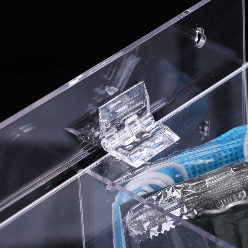 Caja de máscara de acrílico caja de máscara de acrílico de vidrio orgánico transparente máscara de escritorio caja de almacenamiento de tejido