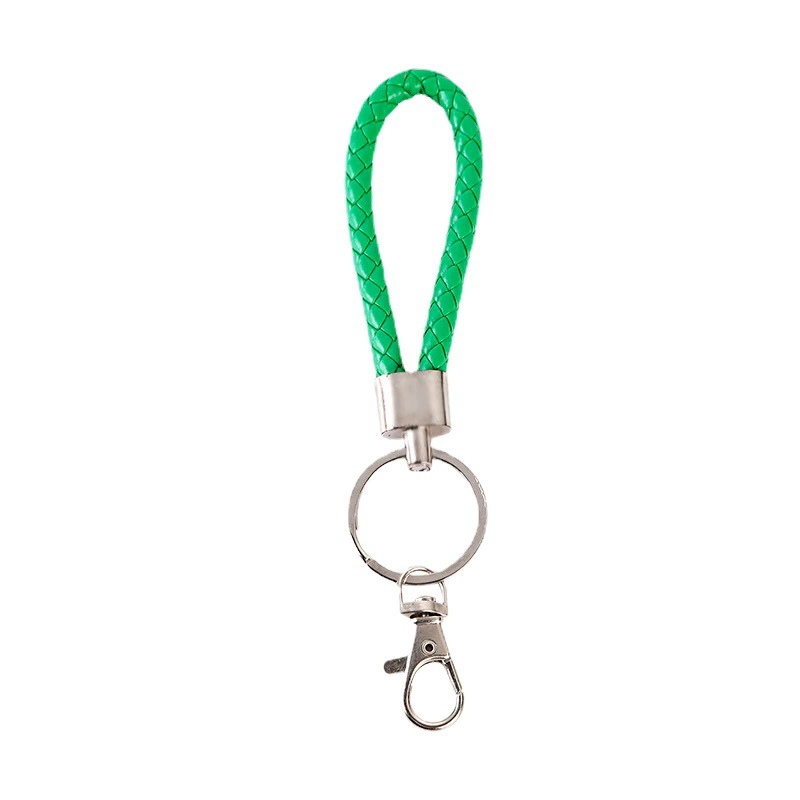 Keychain key ring, braided leather-style loop with metal hook, multicolor options