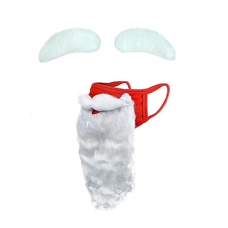 Maschera per barba di Natale Maschera per barba bianca divertente e festiva Maschera in cotone rosso Ornamenti natalizi_voghion.com