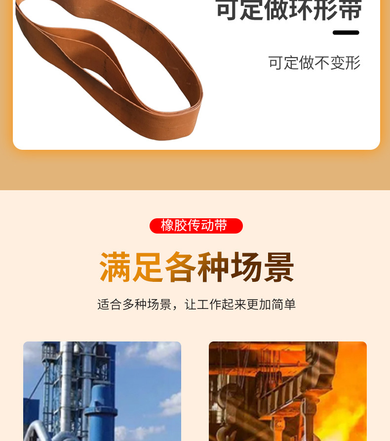 High-strength flat rubber belt, transmission belt, elevator flat belt, wear-resistant industrial belt, conveyor belt, circular conveyor belt