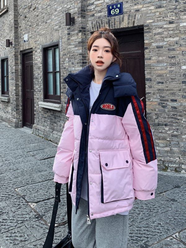 面包服拼色棉服2025年新款ins女韩版宽松棉衣连帽加厚棉袄外套潮|undefined