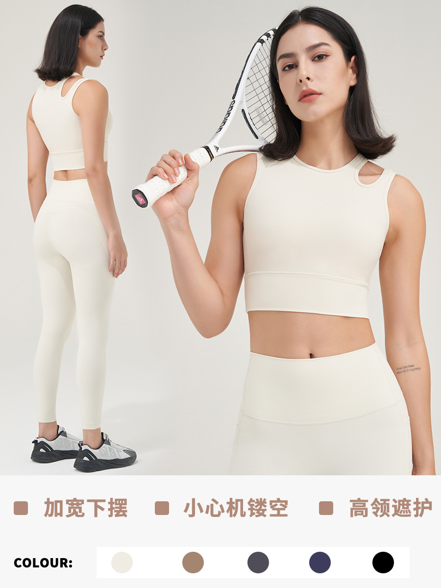 2023 verano lycra yoga fitness ropa interior deportiva sujetador de las mujeres chaleco superior correa de hombro hueco yoga ropa interior al por mayor