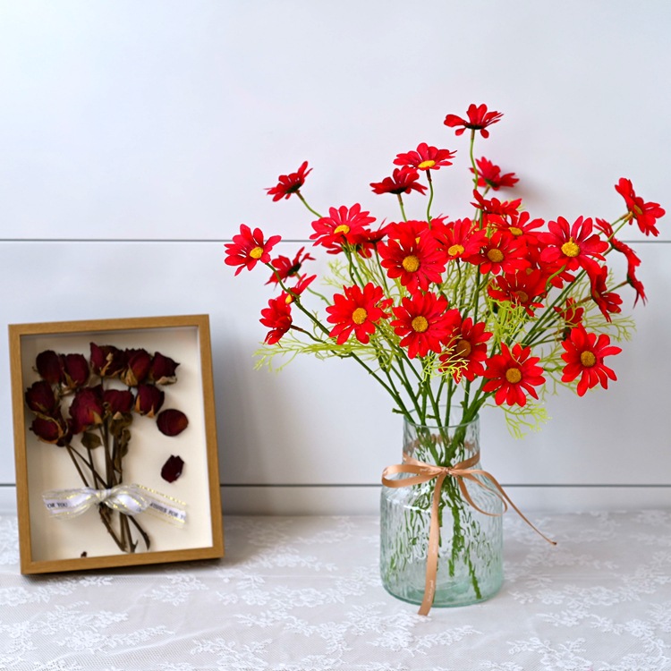 Margarita de flor artificial de estilo pastoral europeo, decoración del hogar, mesa de exhibición, accesorios de flores decorativas de manzanilla, flor artificial