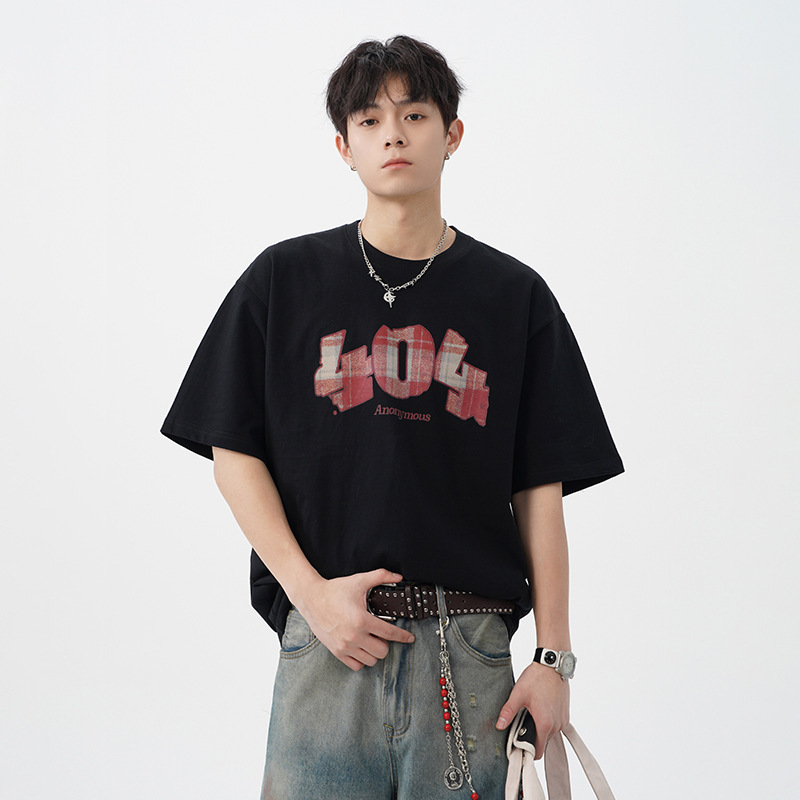 Plaid Digital Print Short-Sleeved T-Shirt for Men and Women, New Summer Style, Japanese Style, Loose-Fitting, Pure Cotton, Half-Sleeved, Trendy Brand, Retro T-Shirt